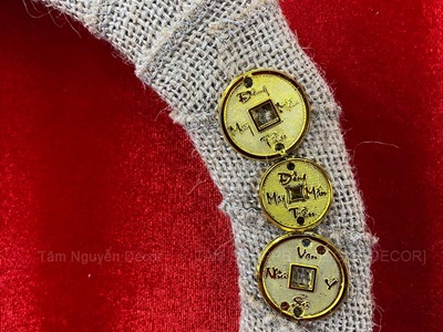 Vòng treo cửa Tết vải bố quạt xếp Mèo Thần Tài [2 Kiểu] ĐK 35cm VTC-T-48